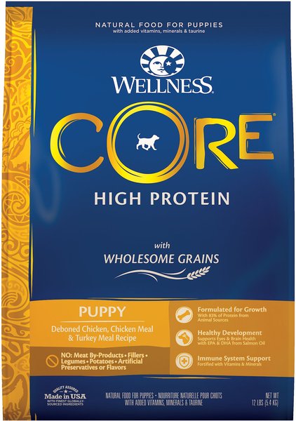 Wellness CORE Wholesome Grains Puppy High Protein Dry Dog Food, 12-lb bag slide 1 of 8