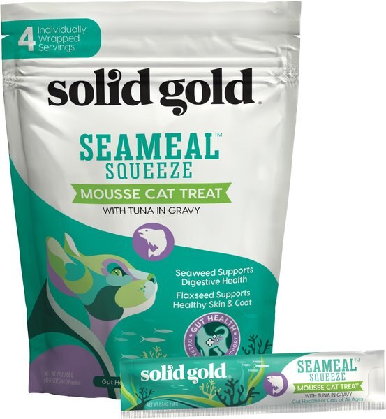 Solid Gold SeaMeal Mousse Lickable Squeeze Tuna Skin & Coat Digestive & Immune Health Cat Treats
