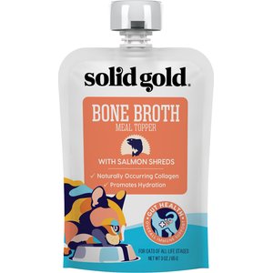 Solid Gold Bone Broth Salmon Shreds Grain-Free Wet Cat Food Topper, 3-oz, case of 12