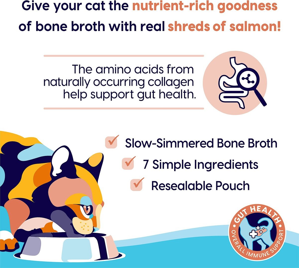 SOLID GOLD Bone Broth Salmon Shreds GrainFree Wet Cat Food Topper, 3