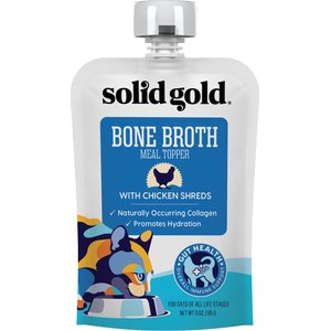 Solid Gold Bone Broth Chicken Shreds Grain-Free Wet Cat Food Topper, 3-oz, case of 12
