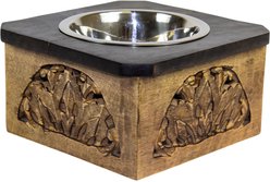 Mela Artisans Poodle Single Elevated Dog & Cat Bowl, Blackwash, 2-cup