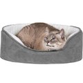 FurHaven Faux Sheepskin & Suede Orthopedic Bolster Dog Bed w/Removable Cover, Gray, Small