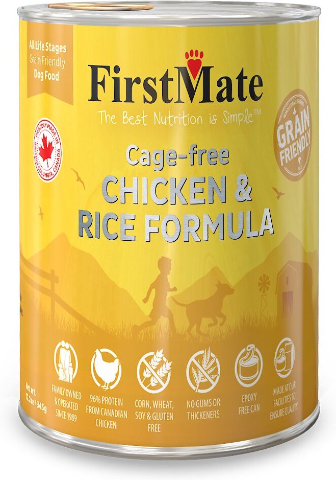 FIRSTMATE Chicken & Rice Formula Cage-Free Canned Dog Food, 12.2-oz can ...