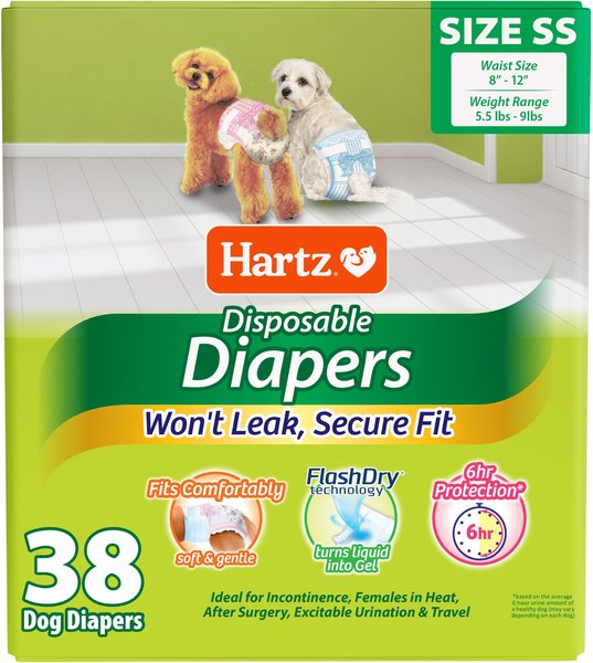 Hartz Disposable Male & Female Dog Diapers, SS: 8 to 12-in waist, 38 count slide 1 of 11