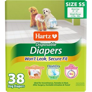 Hartz Disposable Male & Female Dog Diapers, SS: 8 to 12-in waist, 38 count