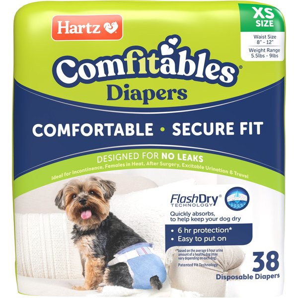 Doggie Diapers For Male Dogs HARTZ Comfitables Male Fe, XX-Small