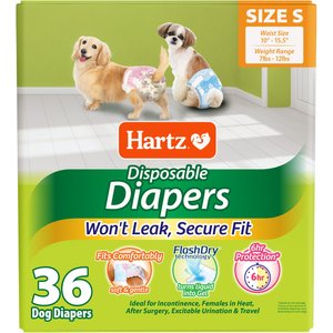 Hartz Disposable Male & Female Dog Diapers, Small: 10 to 15.5-in waist, 36 count