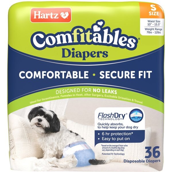 HARTZ Disposable Male & Female Dog Diapers, Small 10 to 15.5in waist