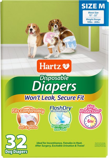 Hartz Disposable Male & Female Dog Diapers, Medium: 15 to 22-in waist, 32 count slide 1 of 10
