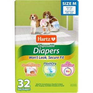 Hartz Disposable Male & Female Dog Diapers, Medium: 15 to 22-in waist, 32 count