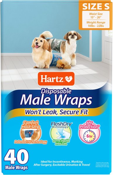 Hartz Disposable Male Dog Wraps with FlashDry Gel Technology, Small: 15 to 20-in waist, 40 count slide 1 of 11