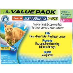 Hartz UltraGuard Pro Flea & Tick Spot Treatment for Cats, over 5 lbs, 6 Doses (6-mos. supply)