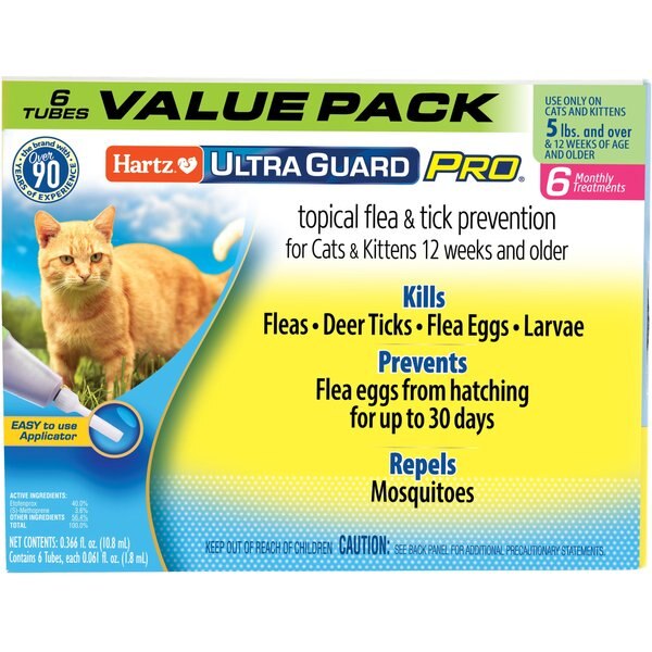 HARTZ UltraGuard Pro Flea & Tick Spot Treatment for Cats, over 5 lbs, 6
