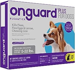 Onguard Plus Flea & Tick Spot Treatment for Dogs, 5-22 lbs, 6 Doses (6-mos. supply)