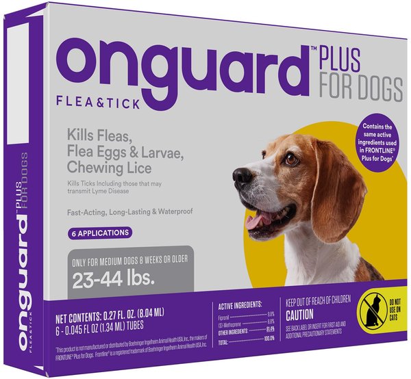 Onguard Plus Flea & Tick Spot Treatment for Dogs, 23-44 lbs, 6 Doses (6-mos. supply) slide 1 of 8