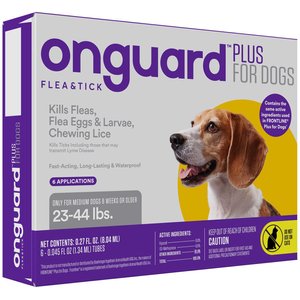 Onguard Plus Flea & Tick Spot Treatment for Dogs, 23-44 lbs, 6 Doses (6-mos. supply)