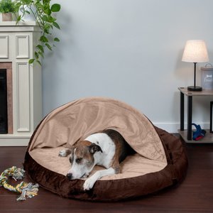 FurHaven Microvelvet Snuggery Gel Top Foam Dog & Cat Bed, Espresso, 44-in
