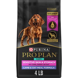 Purina Pro Plan Puppy Sensitive Skin & Stomach Lamb & Oatmeal Dry Dog Food, 4-lb bag