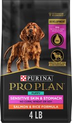 Purina Pro Plan Puppy Sensitive Skin & Stomach Salmon & Rice Dry Dog Food, 4-lb bag