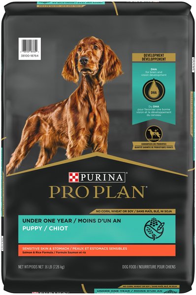Purina Pro Plan Puppy Sensitive Skin & Stomach Salmon & Rice Dry Dog Food, 16-lb bag slide 1 of 10
