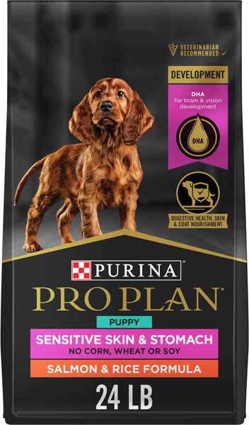 Purina ProPuppy敏感Skin和Stomach盐和米干狗食品,24lb打包幻灯片11