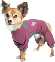 Dog Helios Rufflex Mediumweight 4-Way Stretch Performance Dog Warmup Tracksuit, Pink & Grey, Small