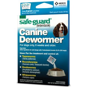 Safe-Guard Dewormer for Hookworms, Roundworms, Tapeworms & Whipworms for Medium Breed Dogs, 3 day treatment