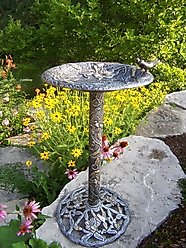 Oakland Living Handmade Metal Hummingbird Bird Bath, Antique Pewter
