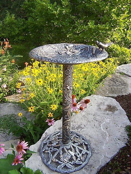 Oakland Living Handmade Metal Hummingbird Bird Bath, Antique Pewter slide 1 of 1