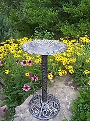 Oakland Living Handmade Metal Vineyard Bird Bath, Antique Pewter