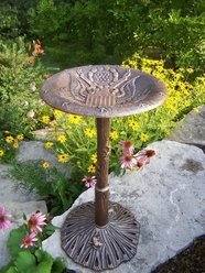 Oakland Living Handmade Metal American Eagle Bird Bath, Antique Bronze