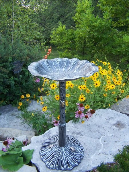 Oakland Living Handmade Metal Lily Bird Bath