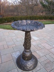Oakland Living Handmade Metal Rock Bird Bath, Antique Bronze