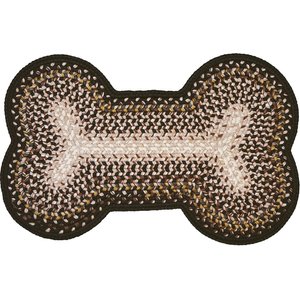 Homespice Bone Shaped Ultra Durable Braided Dog & Cat Placemat, Black Mist, 25 x 39 in