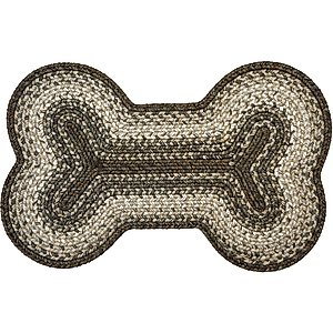 Homespice Bone Shaped Ultra Durable Braided Dog & Cat Placemat, Grey, 25 x 39 in