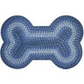 Homespice Bone Shaped Ultra Durable Braided Dog & Cat Placemat, Navy, 25 x 39 in