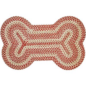 Homespice Bone Shaped Ultra Durable Braided Dog & Cat Placemat, Rusty Brown, 25 x 39 in