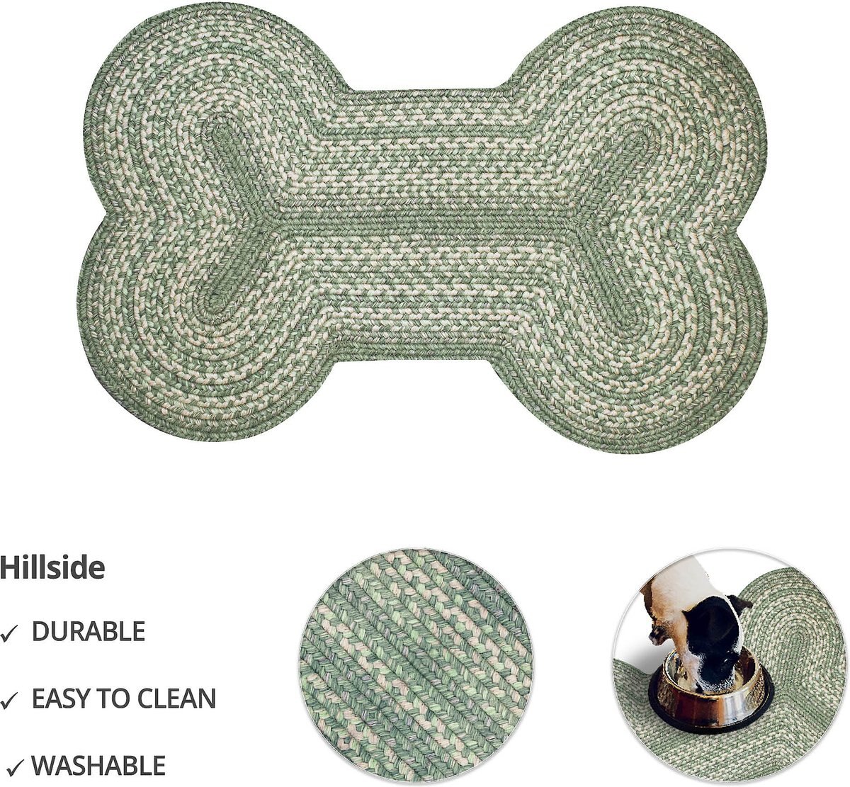 Dogs Unleashed Bone Shape Absorbent Placemat, Blue/Brown