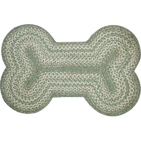 HOMESPICE Bone Shaped Ultra Durable Braided Dog & Cat Placemat, Green