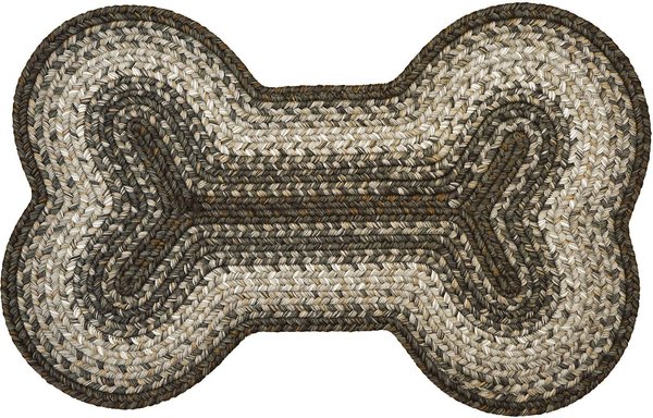 Homespice Bone Shaped Ultra Durable Braided Dog & Cat Placemat, Grey, 18 x 28 in slide 1 of 4