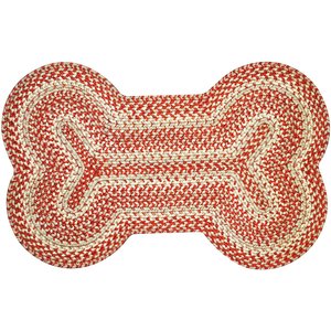 Homespice Bone Shaped Ultra Durable Braided Dog & Cat Placemat, Rusty Brown, 18 x 28 in