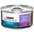 Purina Pro Plan Focus Sensitive Skin & Stomach Tuna & Oat Meal Entree Canned Cat Food, 3-oz can, case of 24