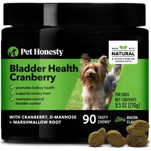 PetHonesty Bladder Health Cranberry Bacon Flavored Soft Chews Urinary Supplement for Dogs, 90 count