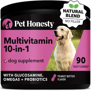 PetHonesty Multivitamin 10-in-1 Peanut Butter Flavored Soft Chews Multivitamin for Dogs, 90 count