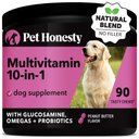 PetHonesty Multivitamin 10-in-1 Peanut Butter Glucosamine, Omega-3 Vitamins for Dogs, 90 count