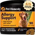 PetHonesty Allergy Support Peanut Butter Flavored Soft Chews Allergy & Immune Supplement for Dogs, 90 count