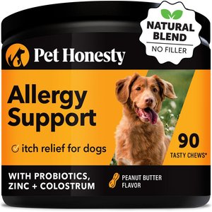 PetHonesty Allergy Support Peanut Butter Flavored Soft Chews Allergy & Immune Supplement for Dogs, 90 count