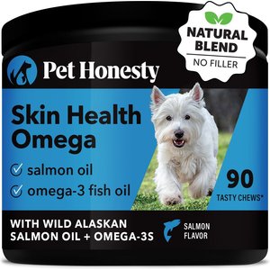 Pet Honesty Skin Health Omega Salmon Flavored Soft Chews Skin & Coat Supplement for Dogs, 90 count