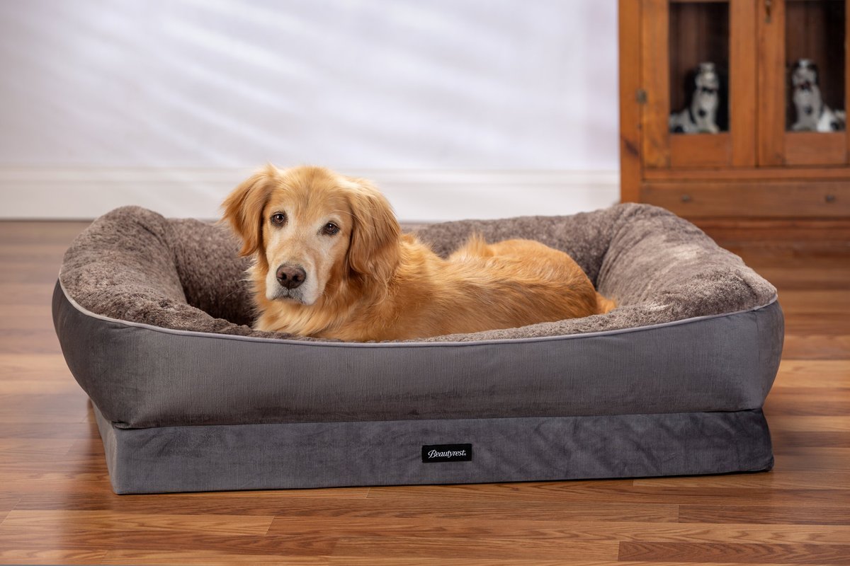 BEAUTYREST Ultra Plush Cuddler Dog & Cat Bed, Gray, Large